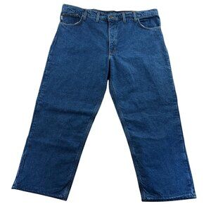 Carhartt Mens Work Jeans Size 46x30 Relaxed Fit Blue Denim B21DST Straight Leg